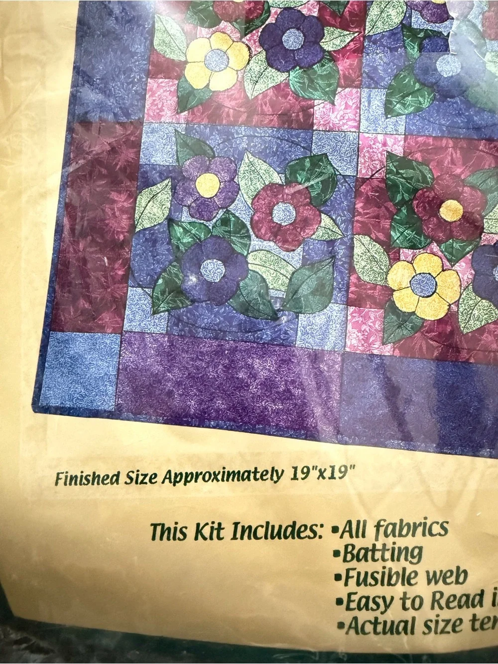 Quilt Sensations Stained Glass Posies Wall Quilt Kit - Purple & Green